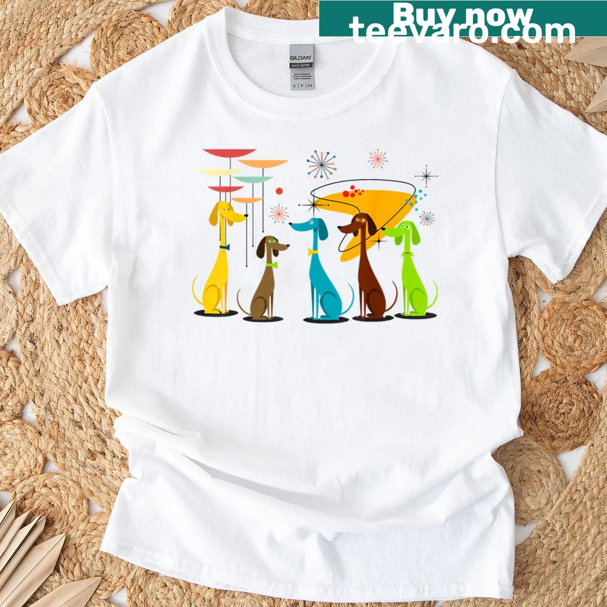 Vintage retro dog design from the 50s and 60s — on a men's t-shirt