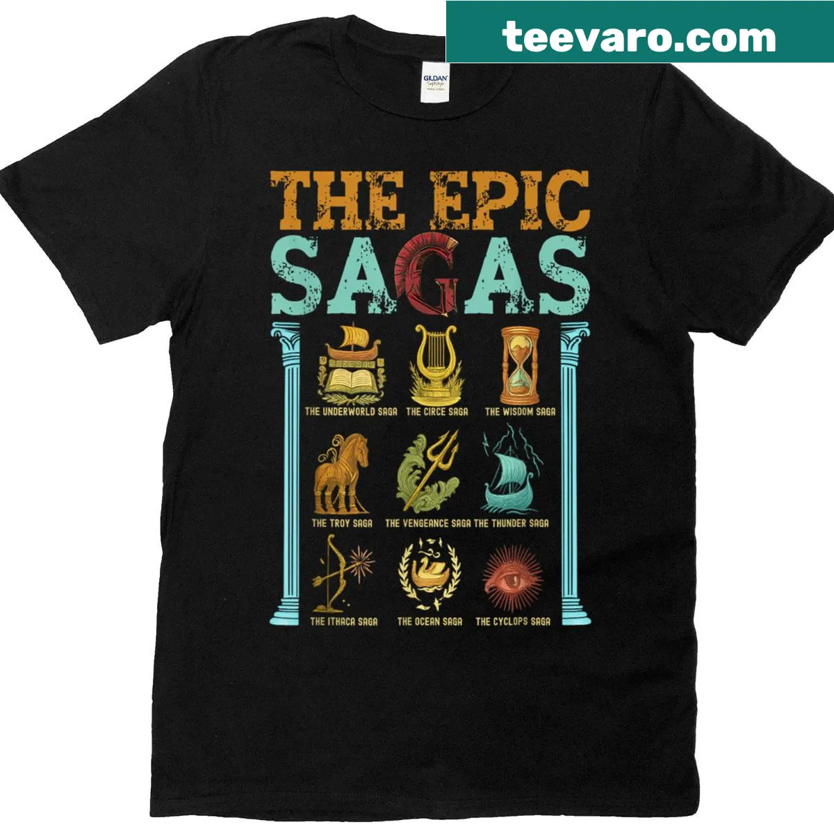 Vintage T-shirt inspired by Odysseus and Ithaca's epic saga. — on a men's t-shirt