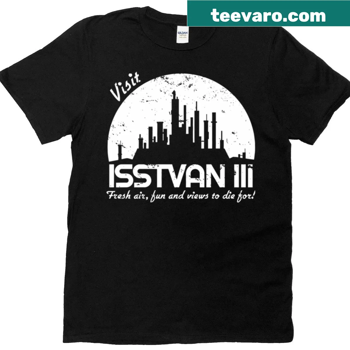 Minimalist oversized t-shirt featuring an outline of Isstvan — on a men's t-shirt