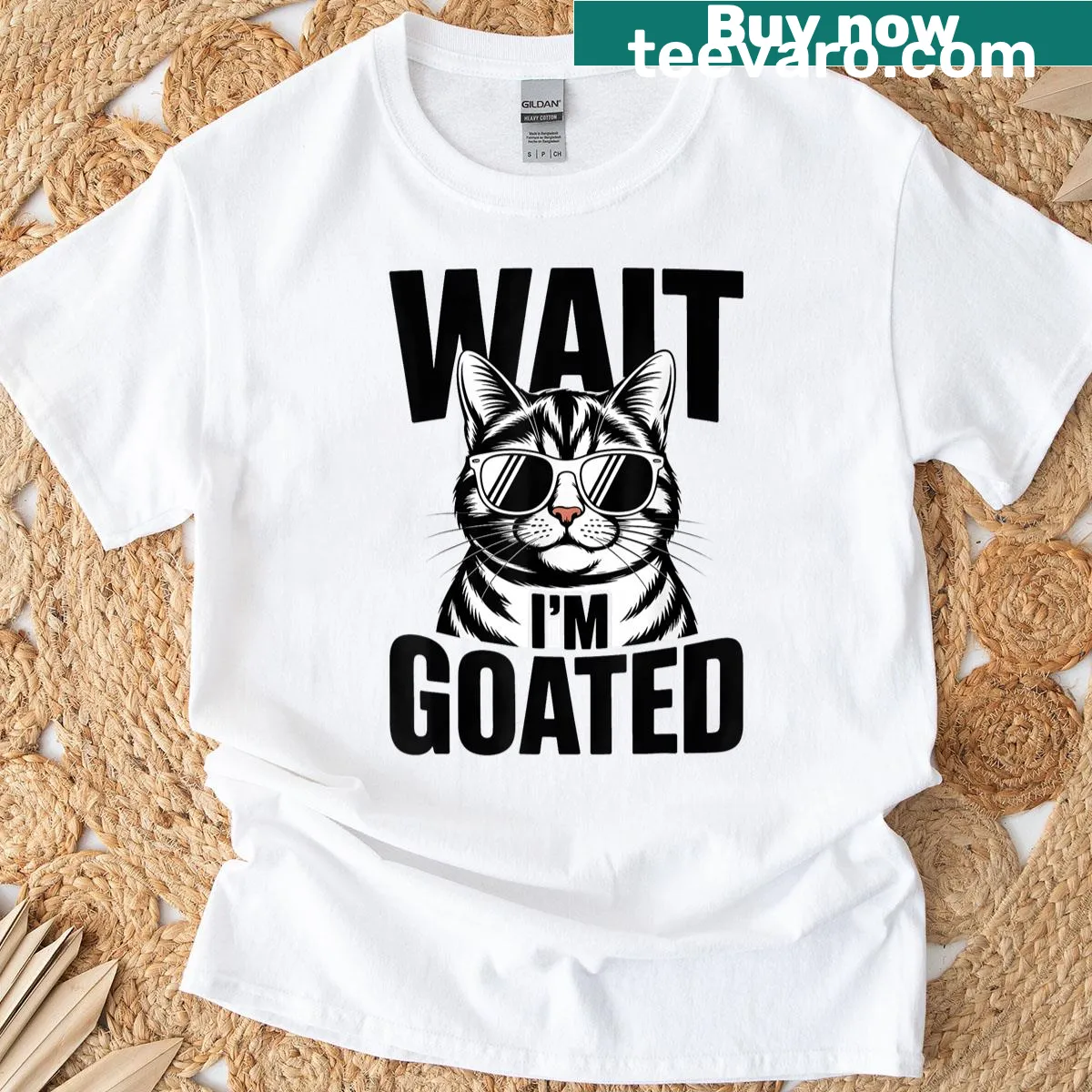 Funny cat meme saying graphic t-shirt to express love for cats — on a men's t-shirt