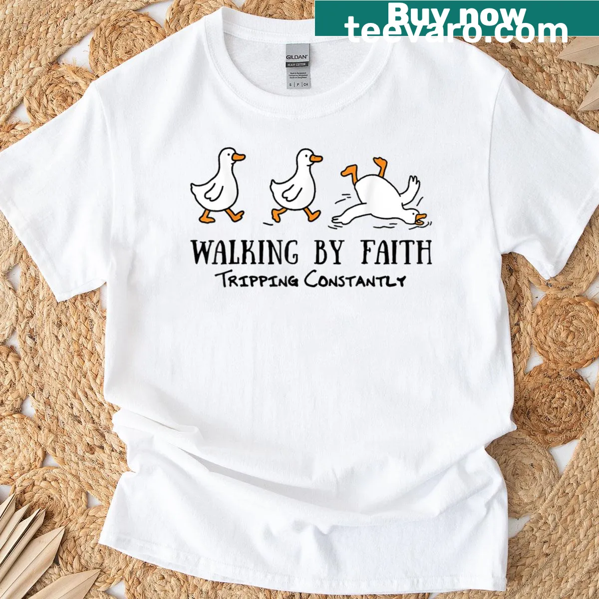Humorous Christian t-shirt with a message about faith and life — on a men's t-shirt