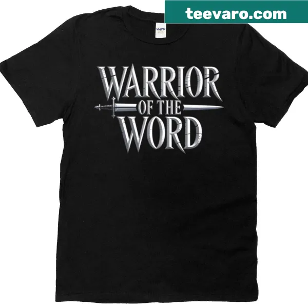 Typography T-shirt with the words Warrior Of The Word in bold text
