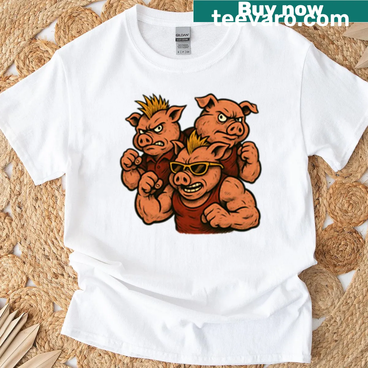 Playful hog-themed t-shirt celebrating these animals — on a men's t-shirt
