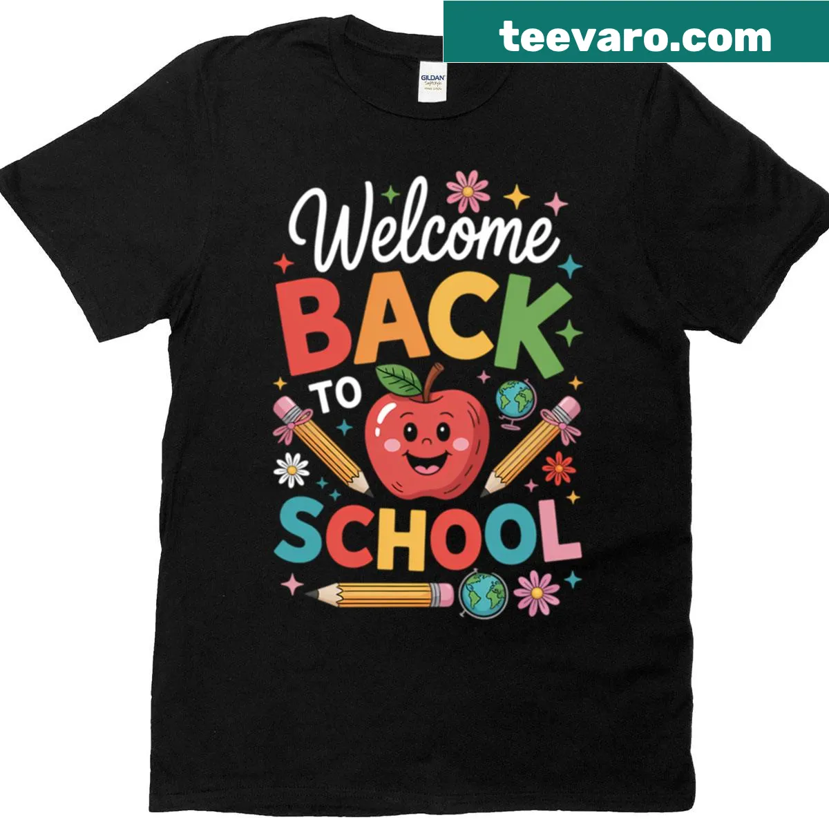 Oversized t-shirt welcoming teachers back to school — on a men's t-shirt