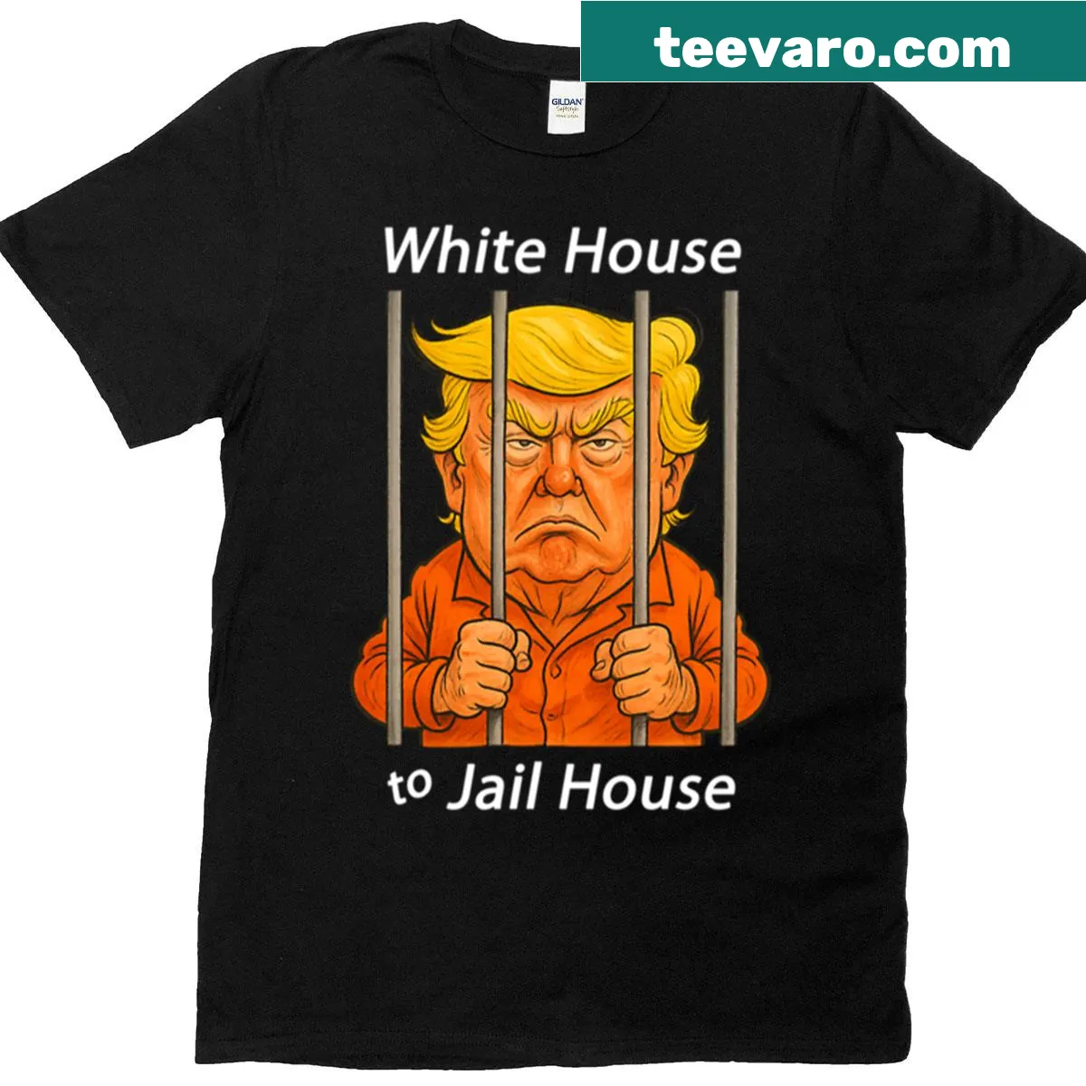 T-shirt with the phrase 'From White House to Jail House' in bold text — on a men's t-shirt