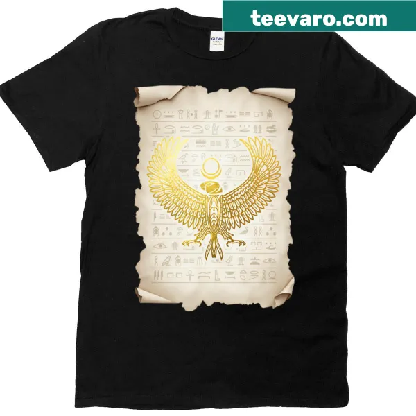 Illustrative design of the Wings Of Ra symbol on a T-shirt