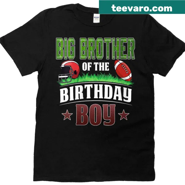 Illustrative T-shirt celebrating a big brother at a birthday football party