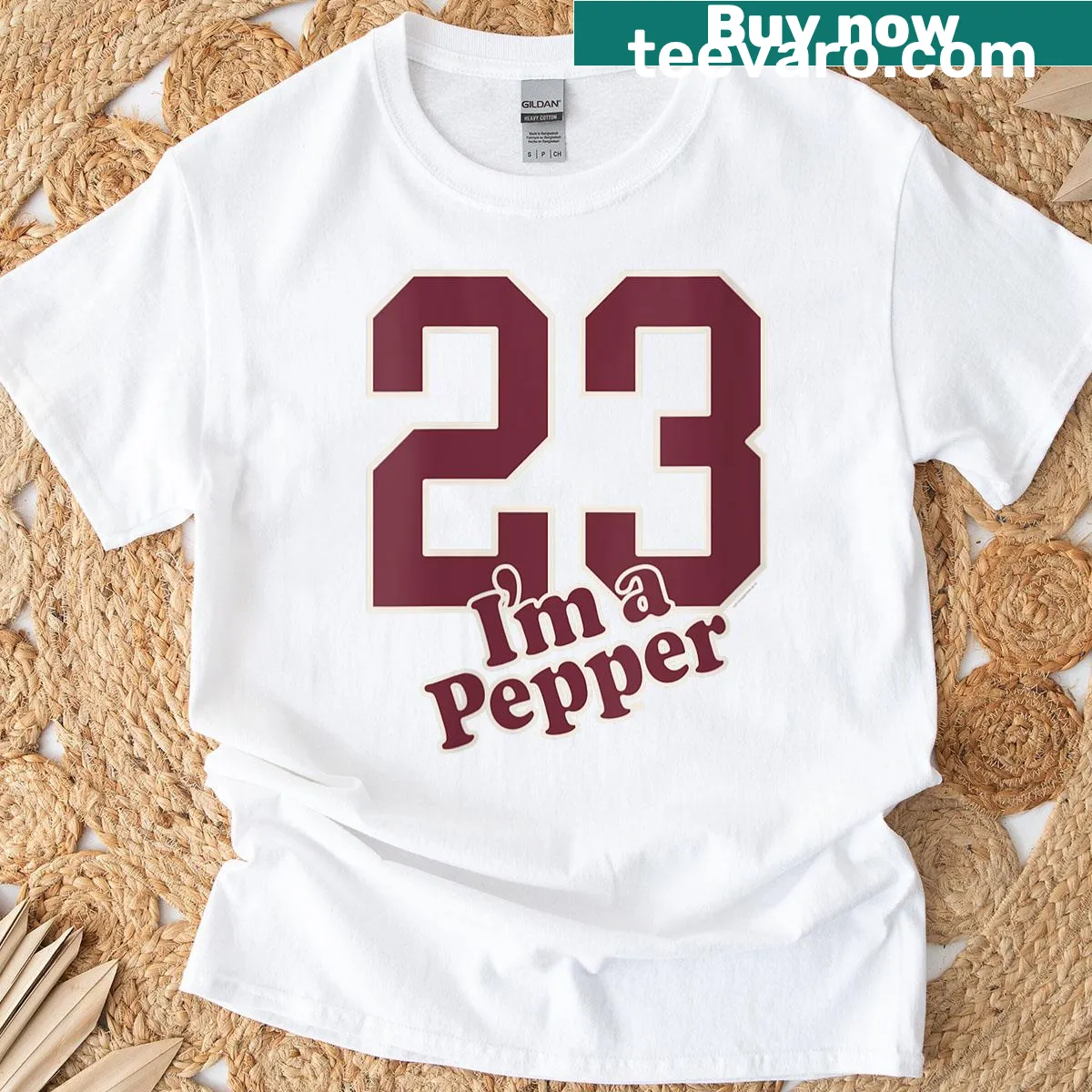 Retro Dr Pepper collegiate T-shirt with the phrase 'I'm A Pepper' — on a men's t-shirt