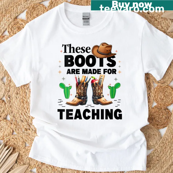 Western-themed teacher t-shirt with a playful slogan