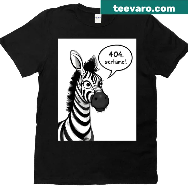 Graphic shirt with 'Zebra Error 404' humor design