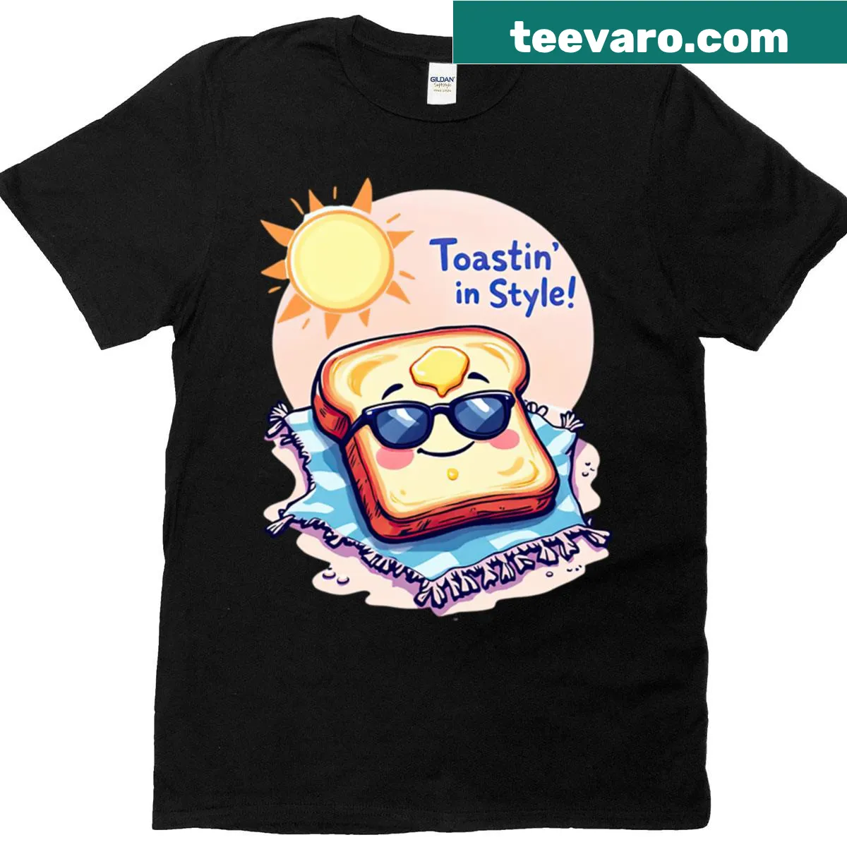 Cute toast with sunglasses graphic on a t-shirt — on a men's t-shirt