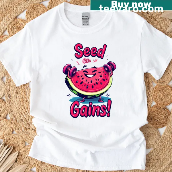 Cute T-shirt featuring a smiling watermelon illustration