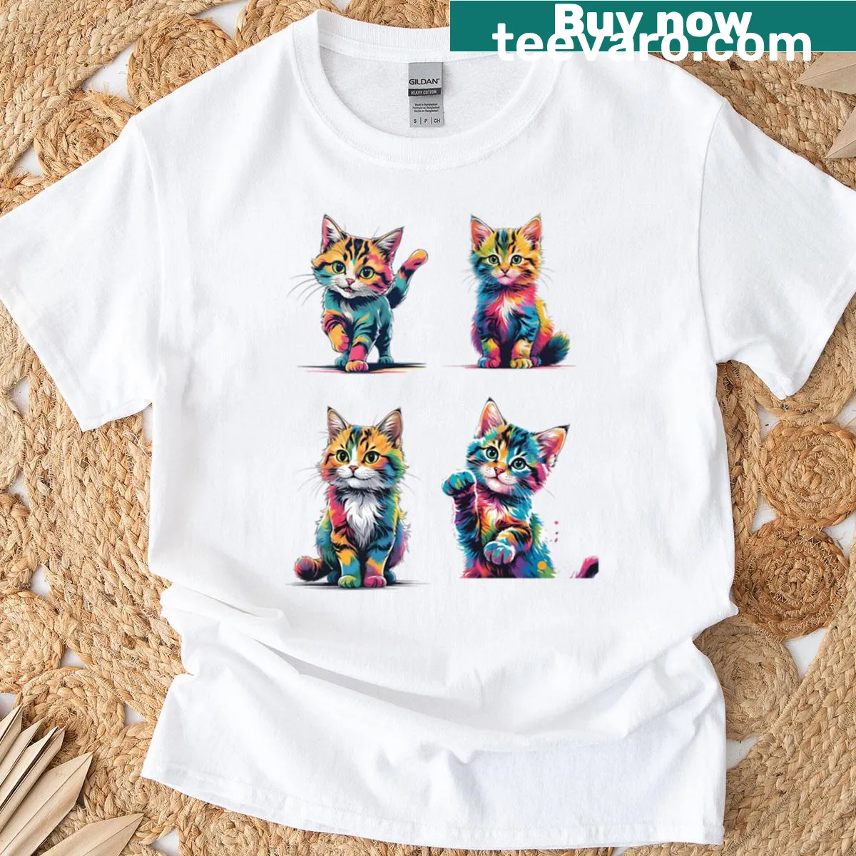 Kawaii illustration of cute baby cats on a t-shirt. — on a men's t-shirt