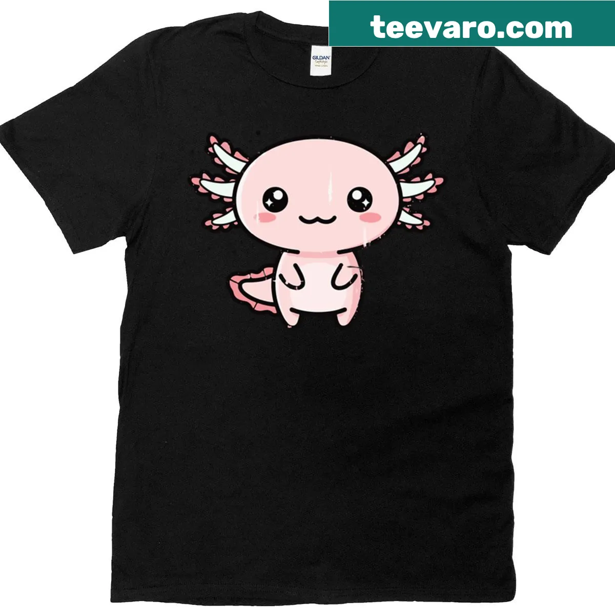 Kawaii axolotl graphic on a t-shirt — on a men's t-shirt