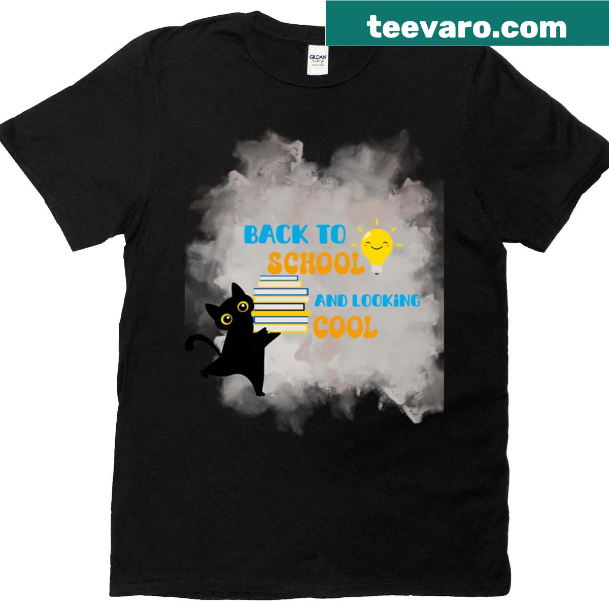 Cute cats and books graphic on a T-shirt for back to school — on a men's t-shirt