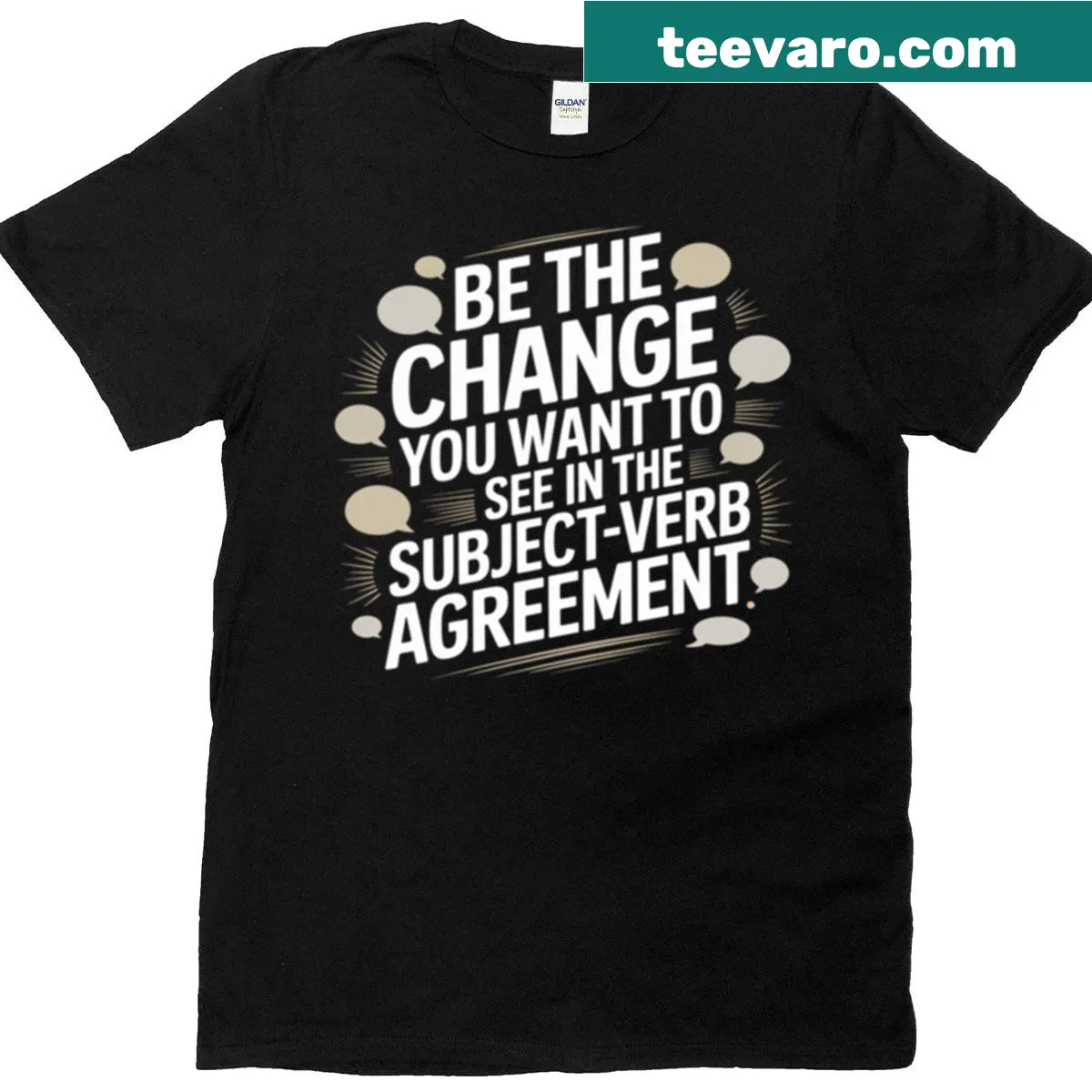 Oversized T-shirt with a humorous grammar message — on a men's t-shirt