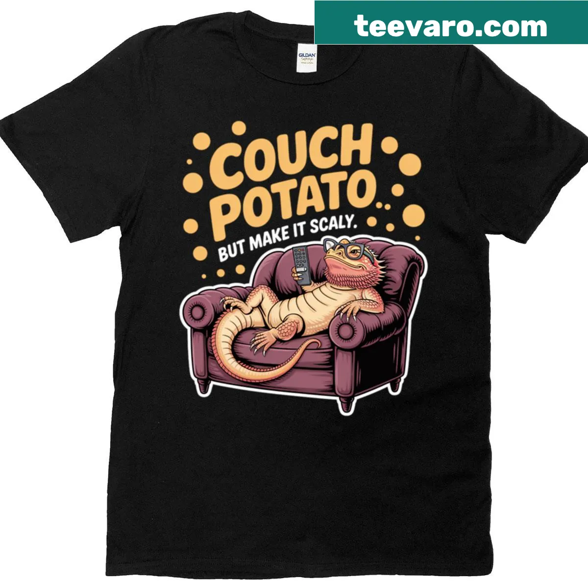 T-shirt featuring a bearded dragon design for reptile lovers — on a men's t-shirt