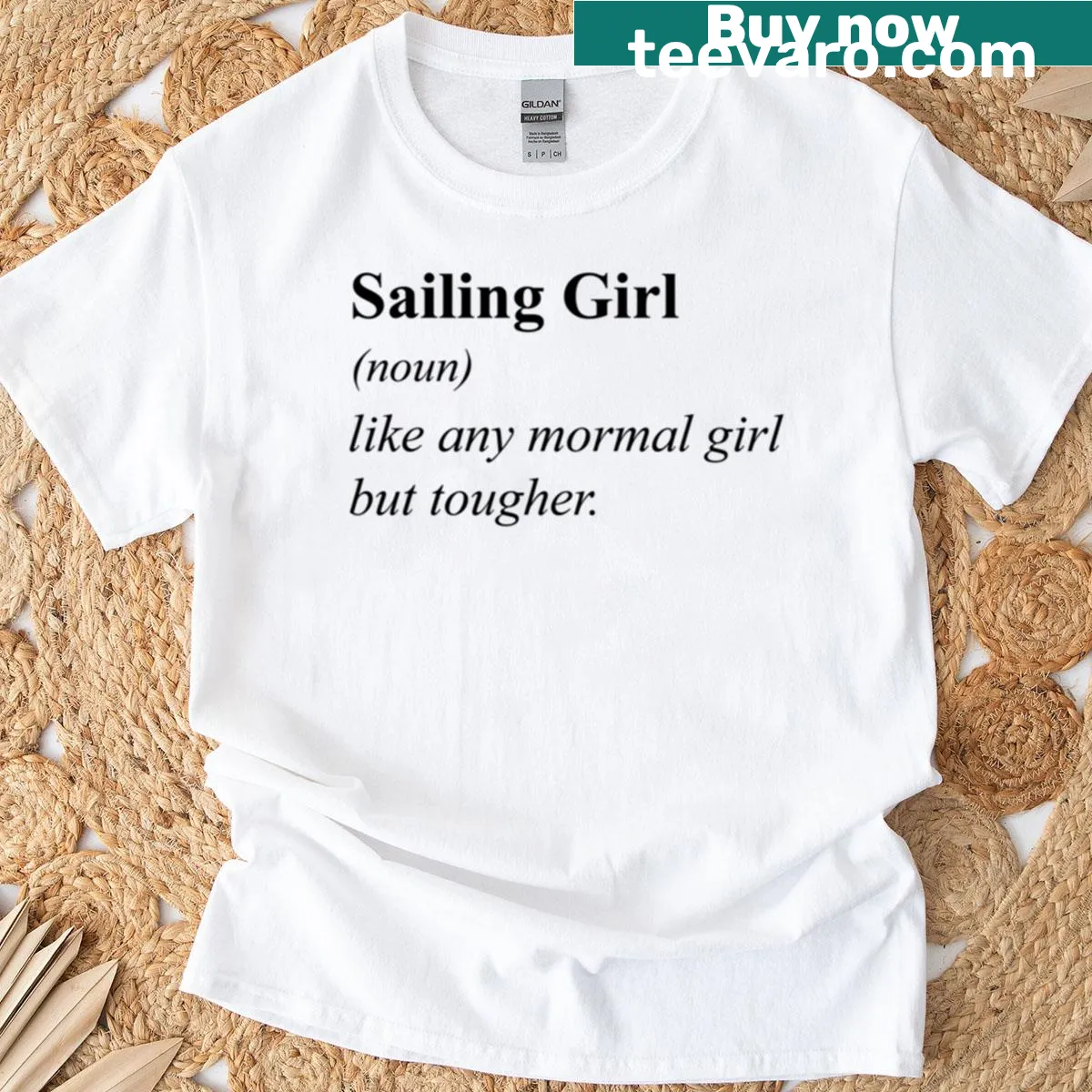 Playful boating and floating themed t-shirt with whimsical designs. — on a men's t-shirt
