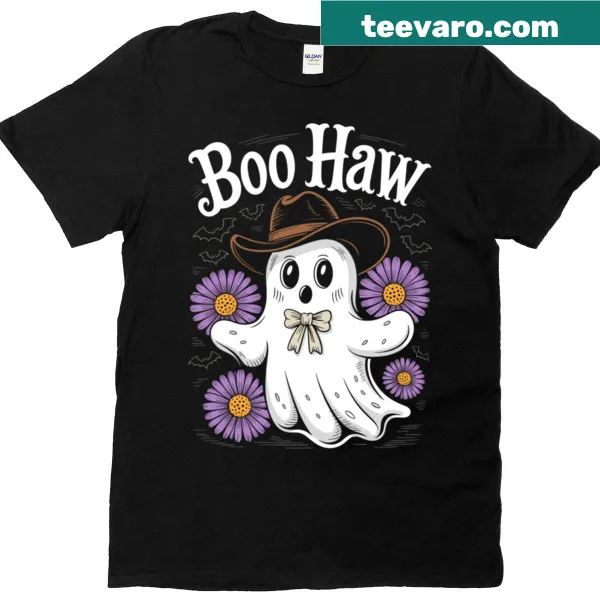 Halloween t-shirt with a funny ghost cowboy design