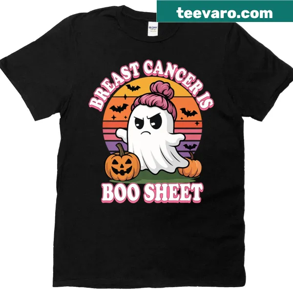 Ghost with 'Boo Sheet' text for breast cancer awareness on a t-shirt