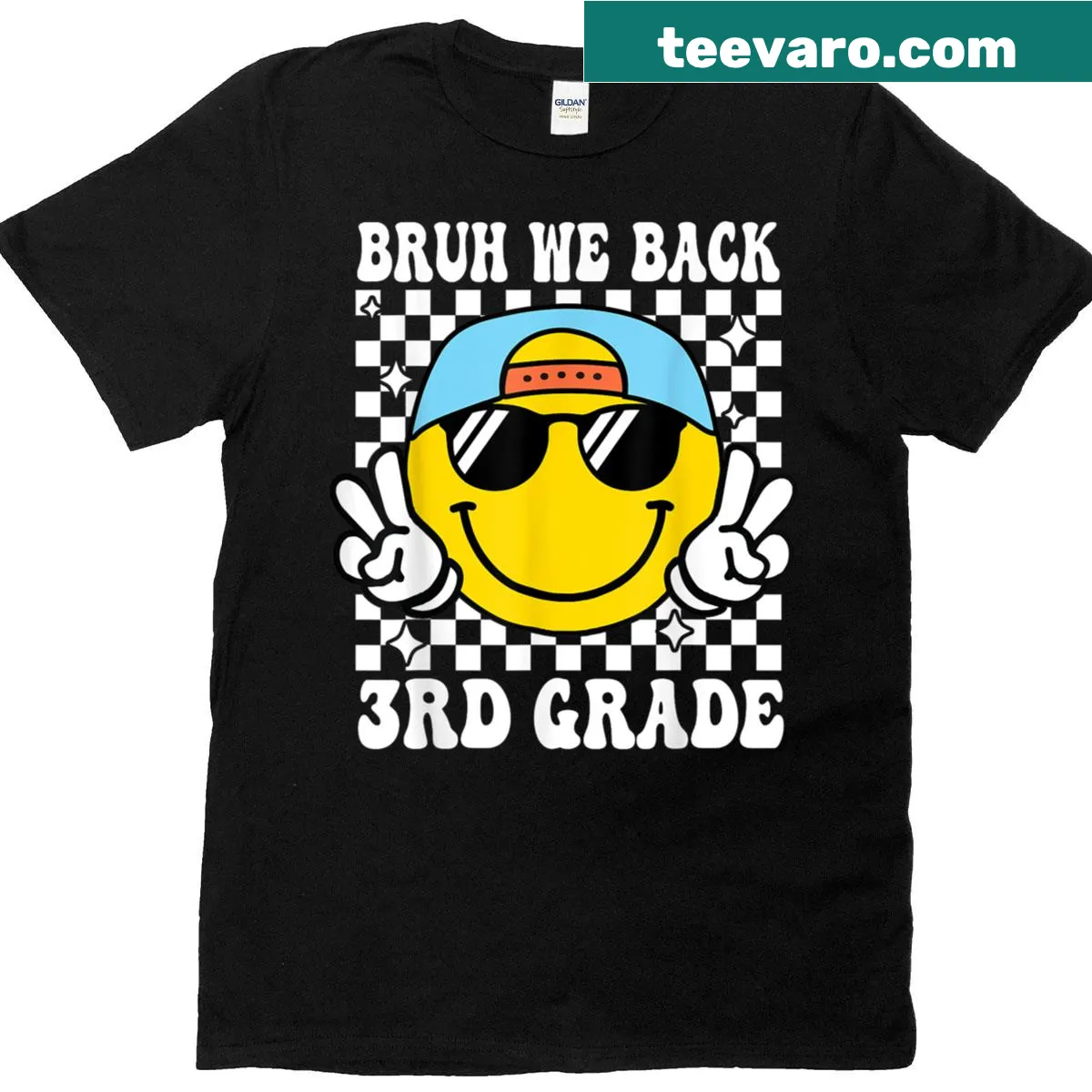 Playful typography t-shirt announcing 'Bruh We Back' for 3rd graders. — on a men's t-shirt