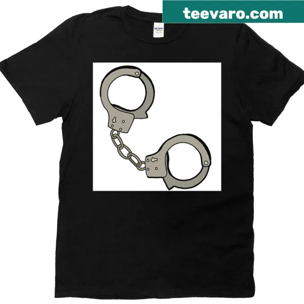 Cartoon handcuffs graphic on a t-shirt