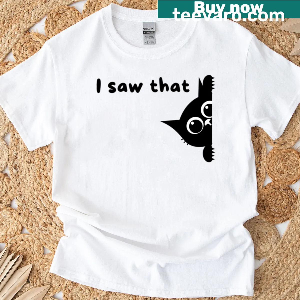 Funny cat reaction meme t-shirt — on a men's t-shirt