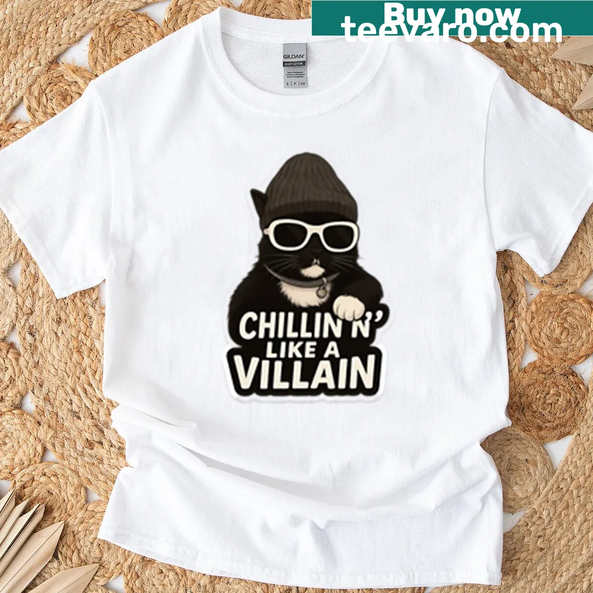 T-shirt featuring the phrase Chillin Like A Villian — on a men's t-shirt