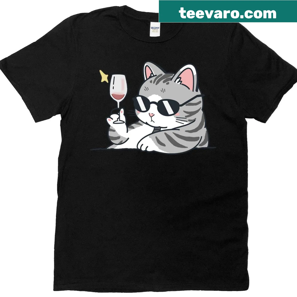 Chic T-shirt featuring an elegant cat illustration — on a men's t-shirt