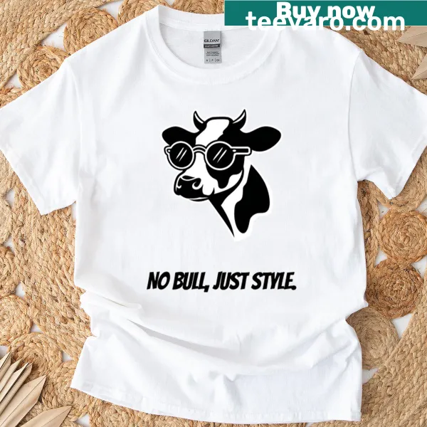 Cartoon cow graphic t-shirt with humorous text
