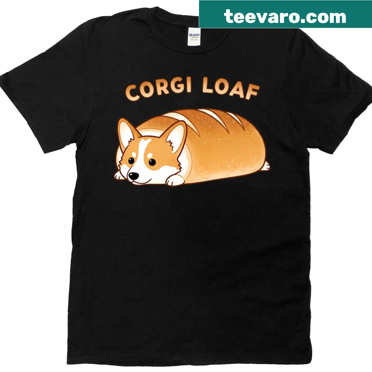 Cute corgi loaf bread dog graphic — on a men's t-shirt
