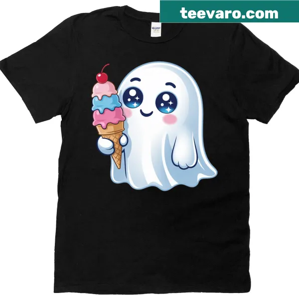Oversized T-shirt featuring a cute ghost with an ice cream cone design.