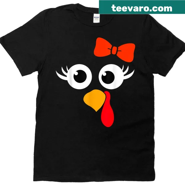 Thanksgiving t-shirt with a cute turkey face and ribbon