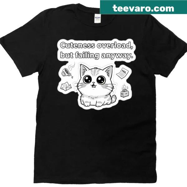 Oversized t-shirt with a cat design and funny slogan