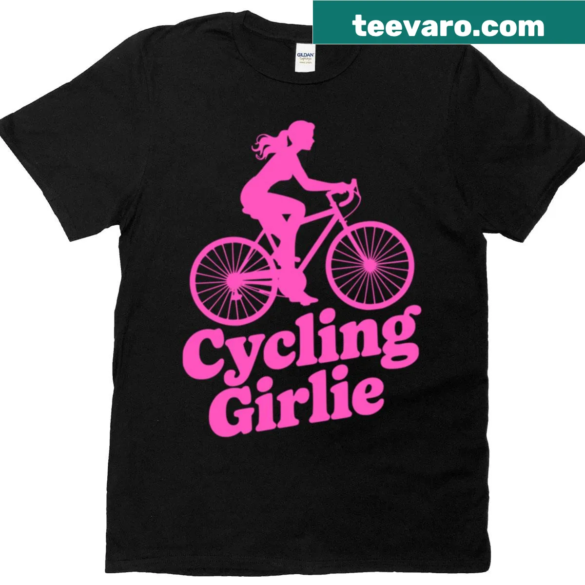 Girly cycling t-shirt with bicycle illustration — on a men's t-shirt