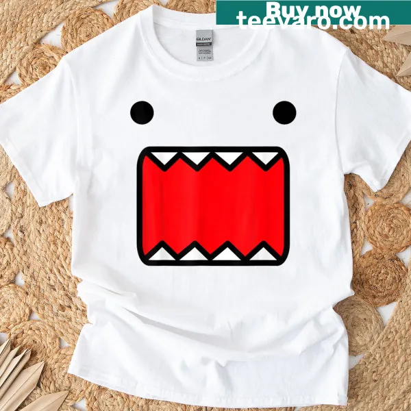 Vintage cartoon Domo Kun face graphic on a T-shirt