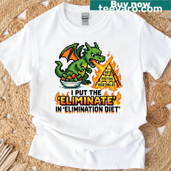 Pixel art dragon diving into nutritious food graphic