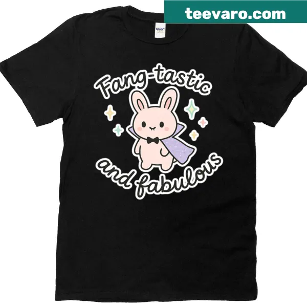 Cute Halloween T-shirt featuring a charming vampire bunny