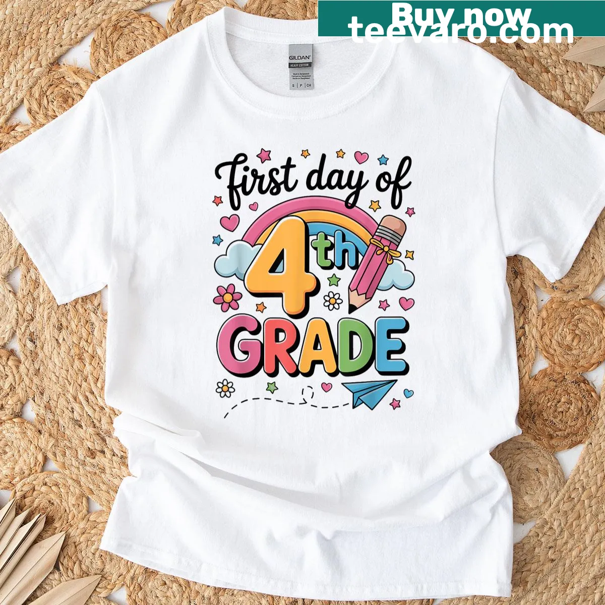 T-shirt celebrating the first day of 4th grade for girls and teachers. — on a men's t-shirt