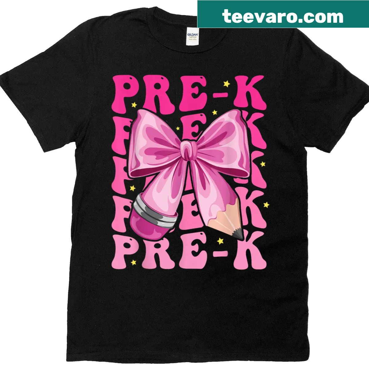 Illustrated T-shirt with a cute bow design for Pre-K girls — on a men's t-shirt