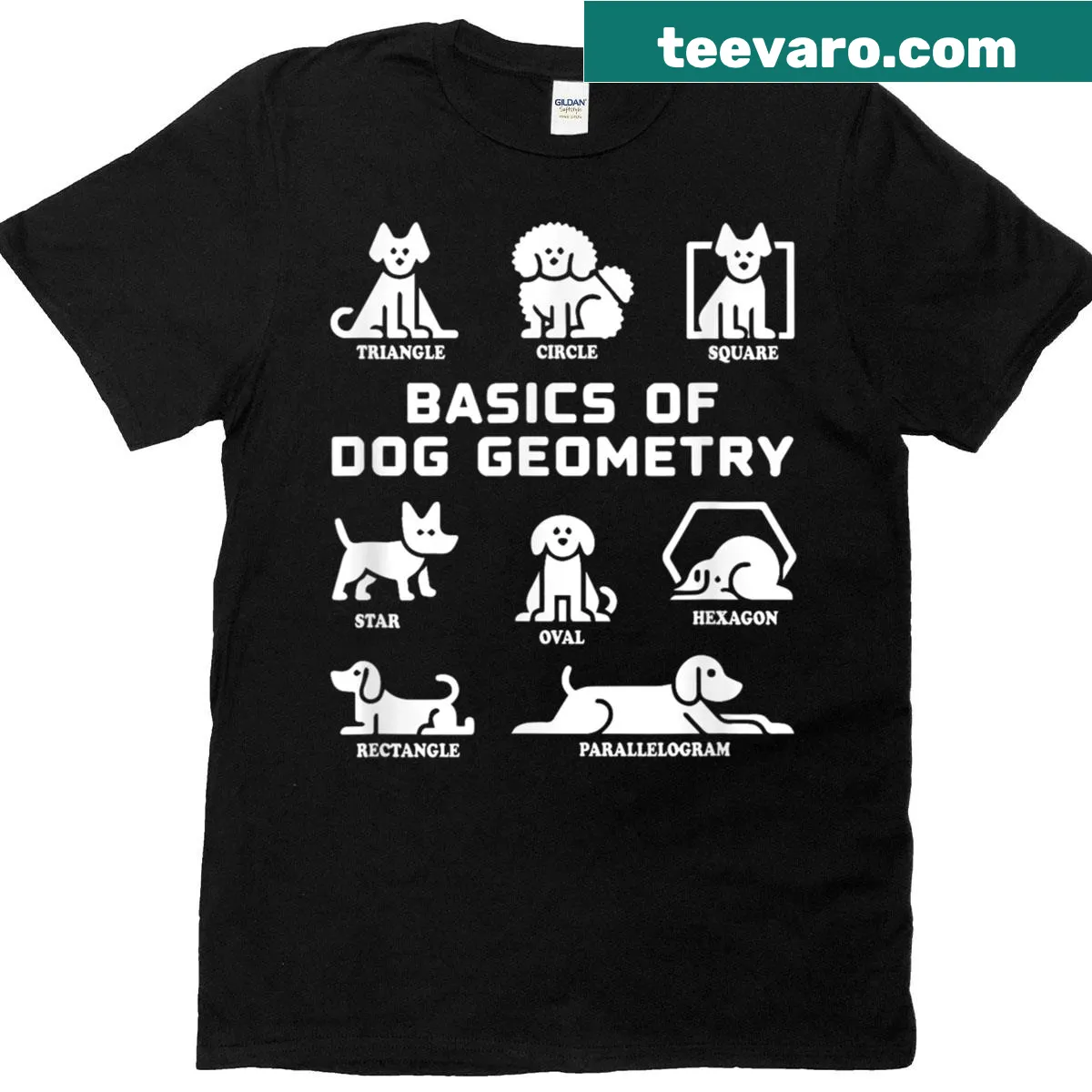 T-shirt featuring humor about dogs and math teaching — on a men's t-shirt