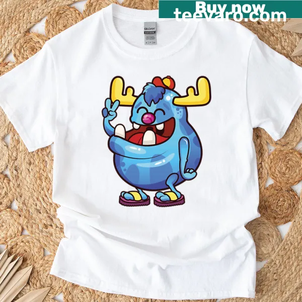 Cartoon monster graphic on a humorous t-shirt