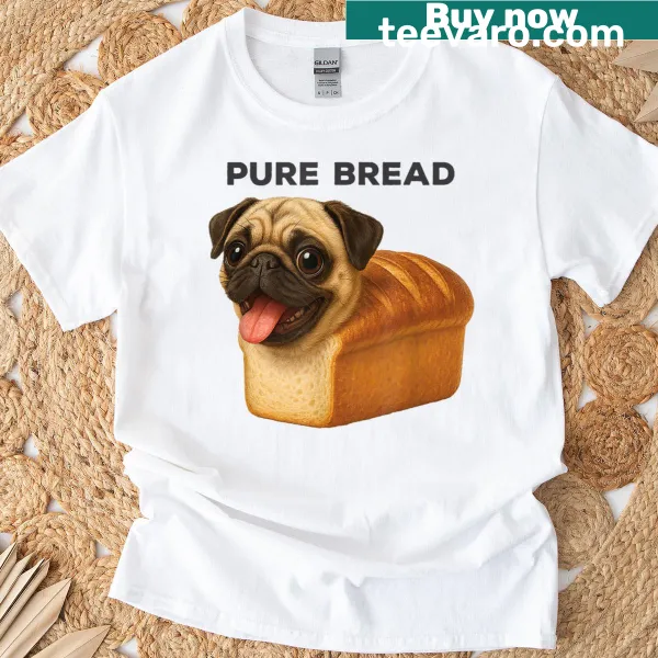 Cute cartoon pug loaf graphic on a humorous T-shirt