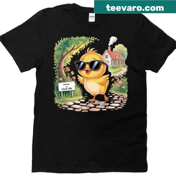 Funny yellow chick cartoon wearing sunglasses graphic