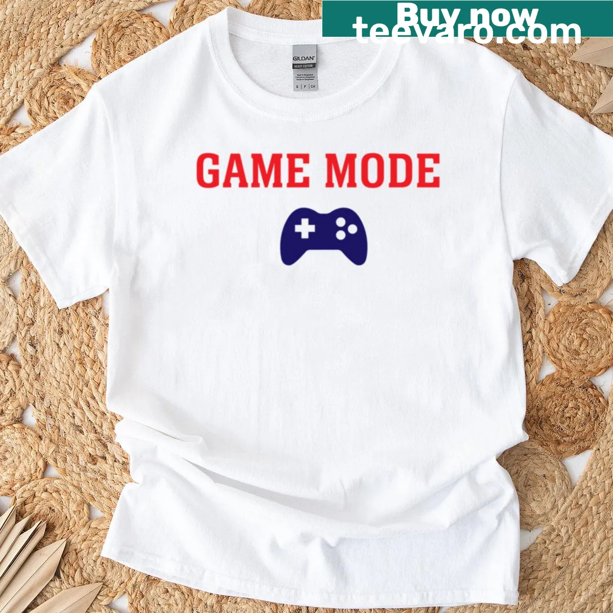T-shirt featuring 'Game Mode' text in bold typography — on a men's t-shirt