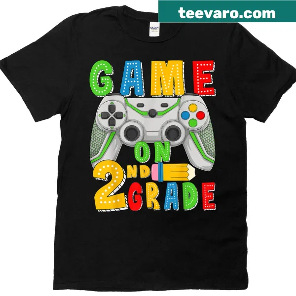Back to school t-shirt for boys featuring 'Game On' text for 2nd grade