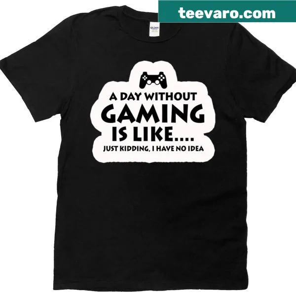 Oversized gaming tee with humorous text about gaming addiction