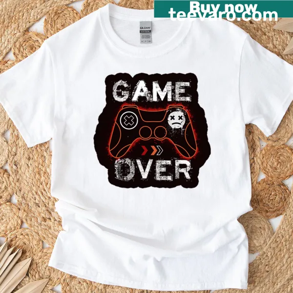 Gaming humor oversized t-shirt with 'Game Over, Man' text