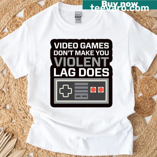 Oversized t-shirt featuring gamer rage meme about lag