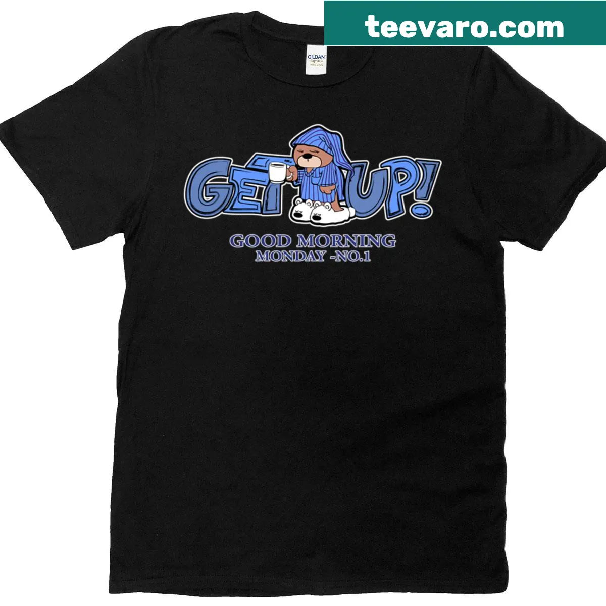 Oversized T-shirt with humorous Get Up Bear graphic — on a men's t-shirt